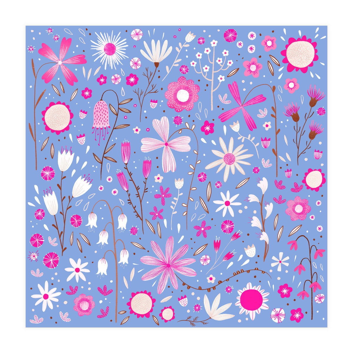 Fresh Flowers Blue (Print Only)