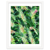 Palm & Peace Art Print, Tropical Botanical Jungle Canvas Print, Nature Painting Plants Forest Poster