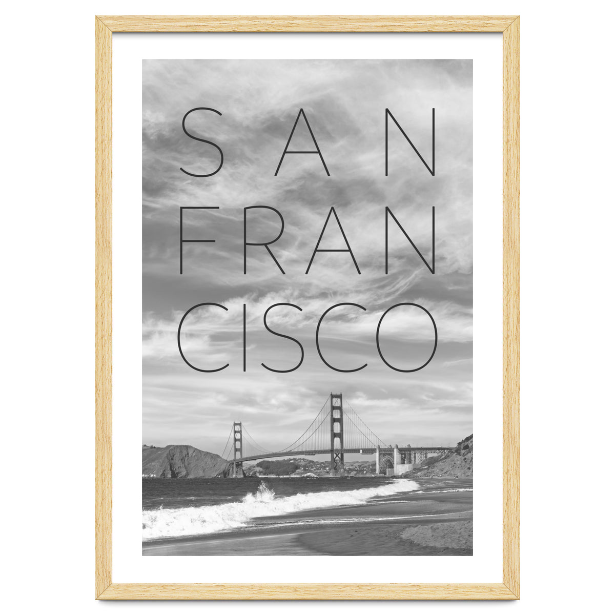 Golden Gate Bridge & Baker Beach | Text & Skyline