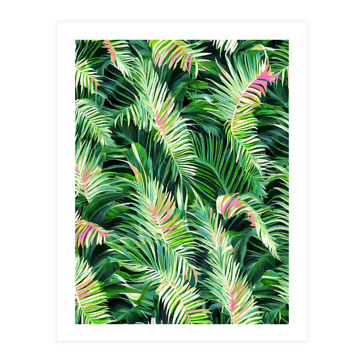 Palm & Peace Art Print, Tropical Botanical Jungle Canvas Print, Nature Painting Plants Forest Poster (Print Only)
