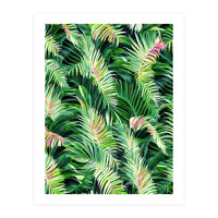 Palm & Peace Art Print, Tropical Botanical Jungle Canvas Print, Nature Painting Plants Forest Poster (Print Only)