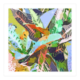 Jungle Plants, Tropical Nature Dark Botanical Illustration, Eclectic Colorful Forest Painting (Print Only) thumbnail
