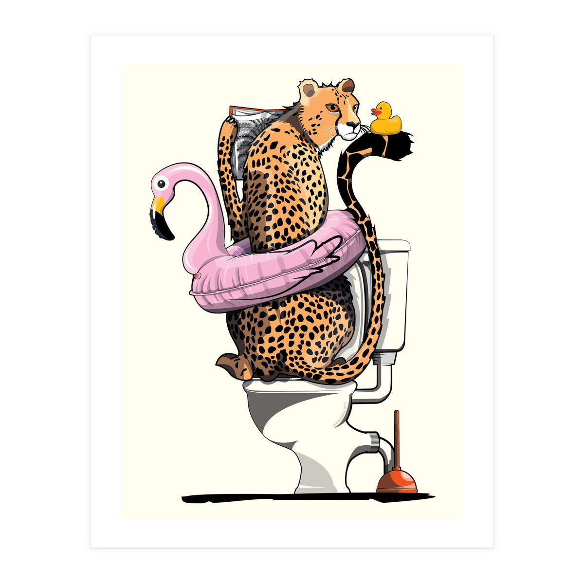 Cheetah on the Toilet, Funny Bathroom Humour (Print Only)