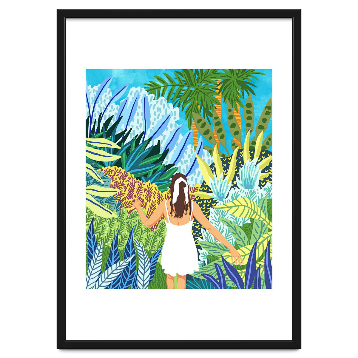 Lost in the Jungle of Feelings | Forest Tropical Botanical Nature Plants Illustration