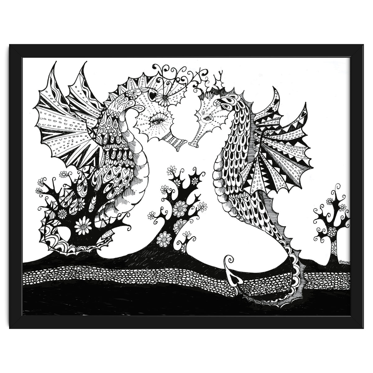 Seahorse Dragons Love Illustration