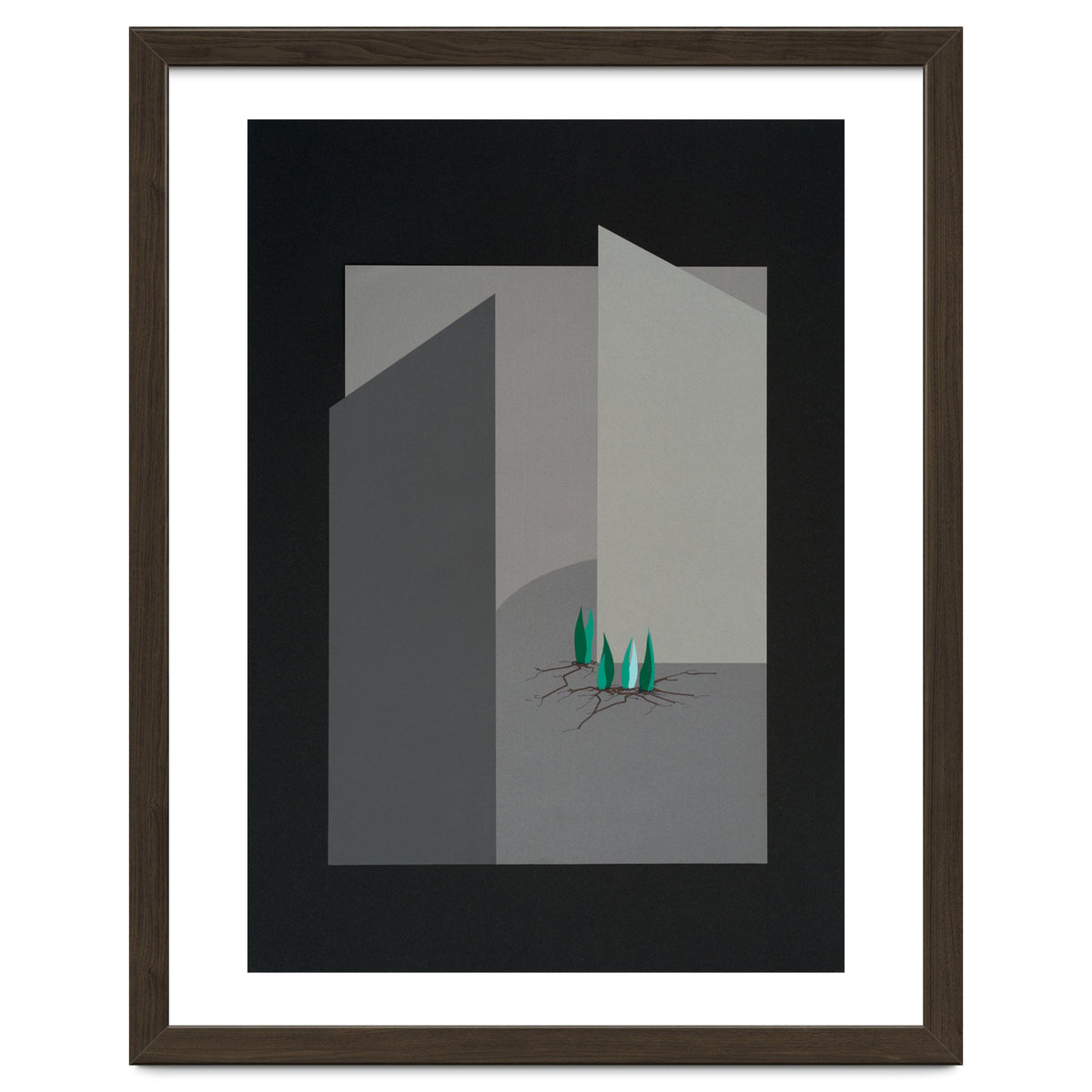 Small sprouts in concrete landscape.