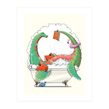 Dinosaur Plesiosaurus in the Bath, funny bathroom humour (Print Only) thumbnail