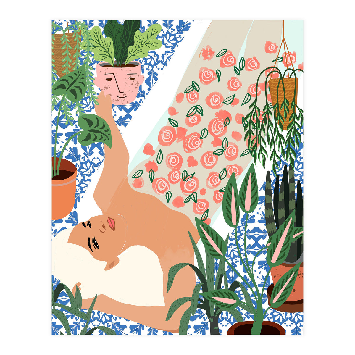 Moroccan Bath With Plants (Print Only)