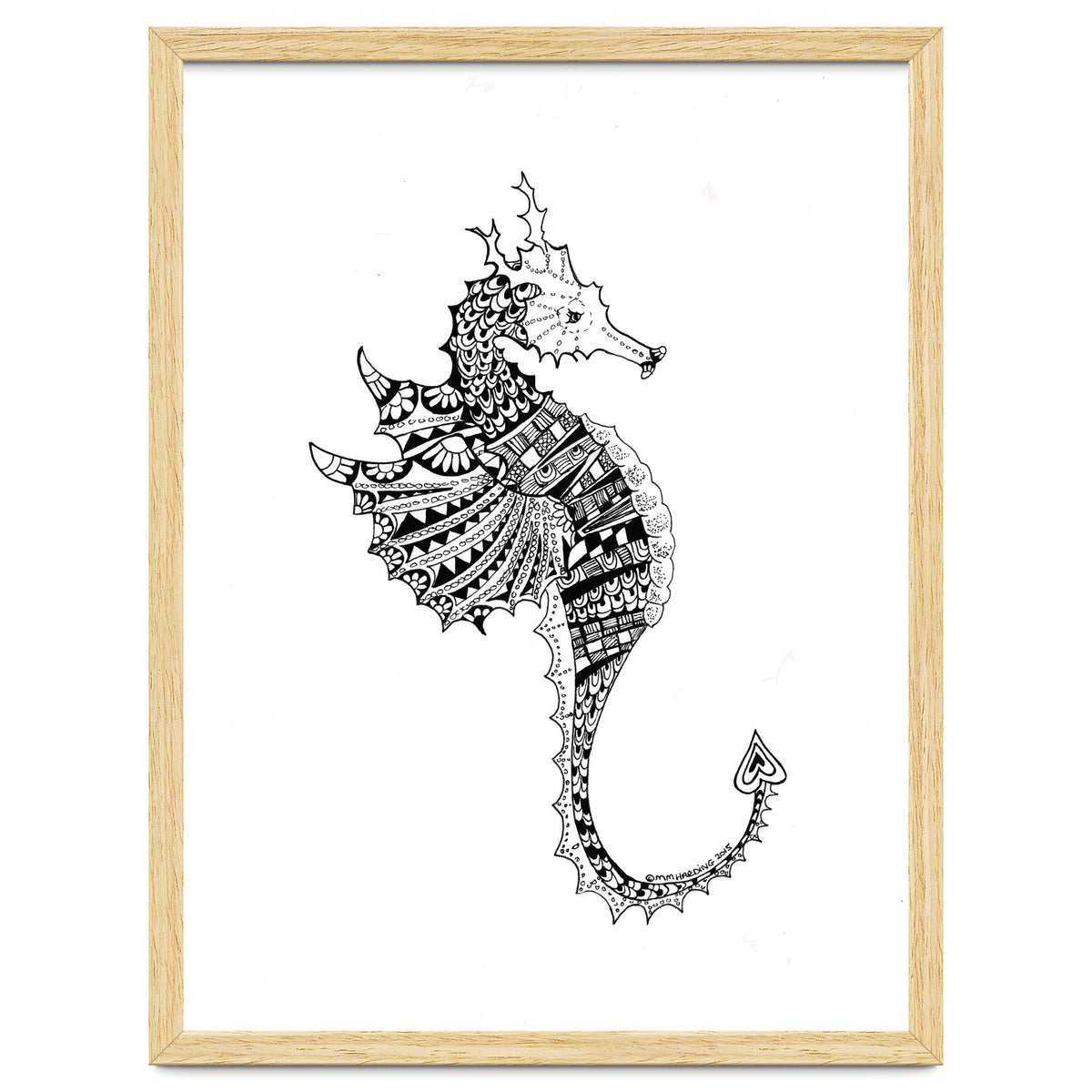 Seahorse Dragon Zen Doodle