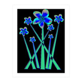 Blue flowers on black. (Print Only) thumbnail