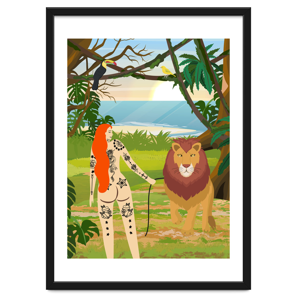 Tattooed Girl with Lion