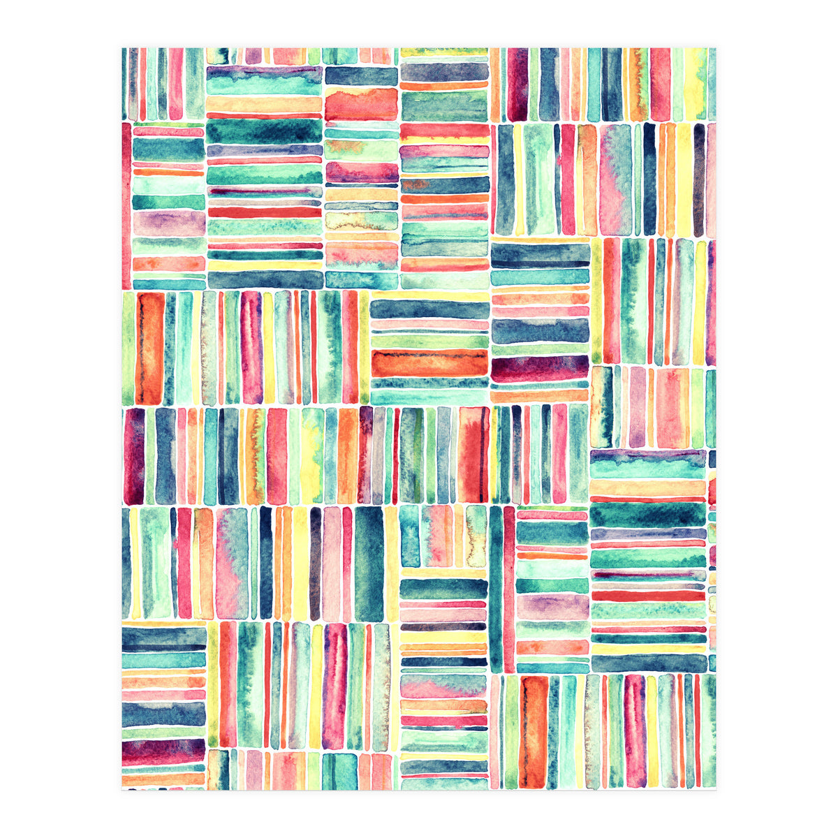 Retro Beach Chair Pastel Watercolor Stripes (Print Only)