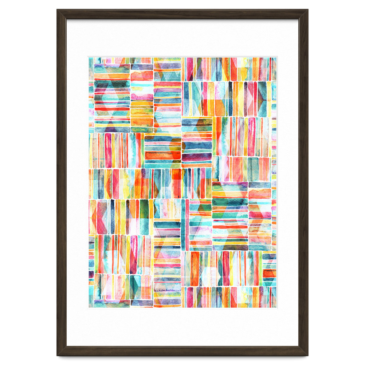 Summer Pastel Geometric and Striped Abstract on white