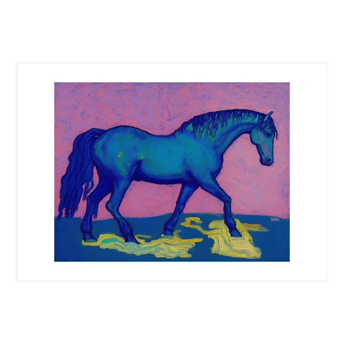 Blue Horse Abstract Painting (Print Only)