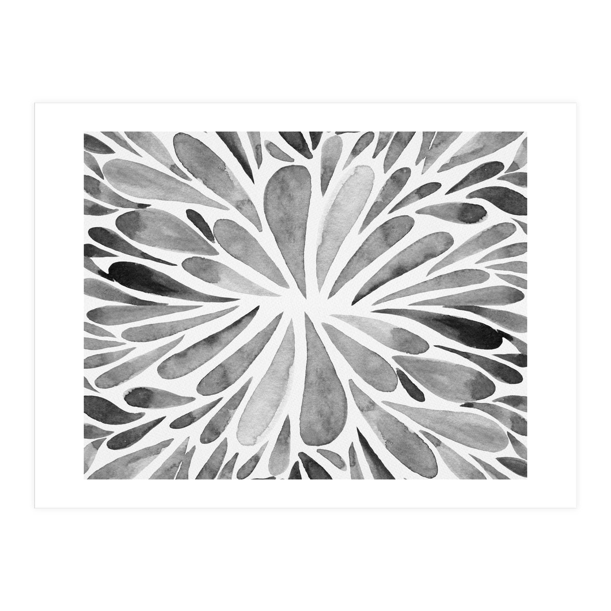 Retro abstract floral - black and white (Print Only)