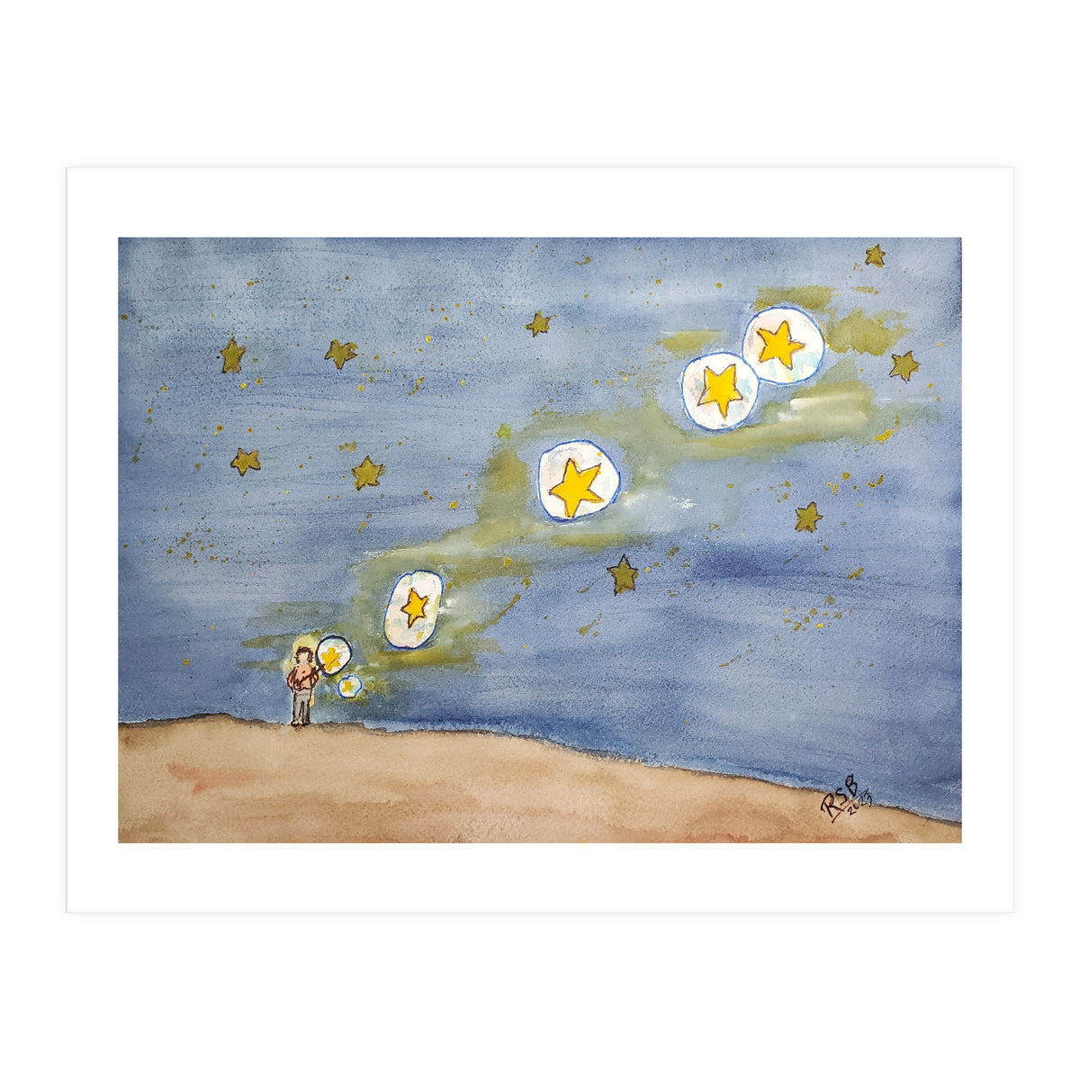 He Dipped the Bubble Wand, Waved his Arm, and Filled the Sky With Stars (Print Only)