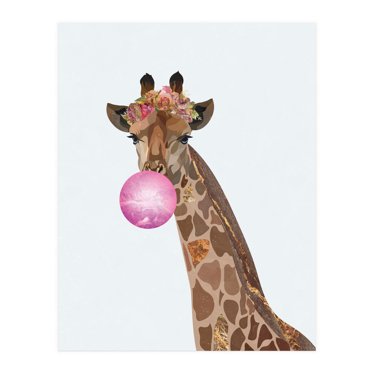 Bubble gum Giraffe Portrait (Print Only)