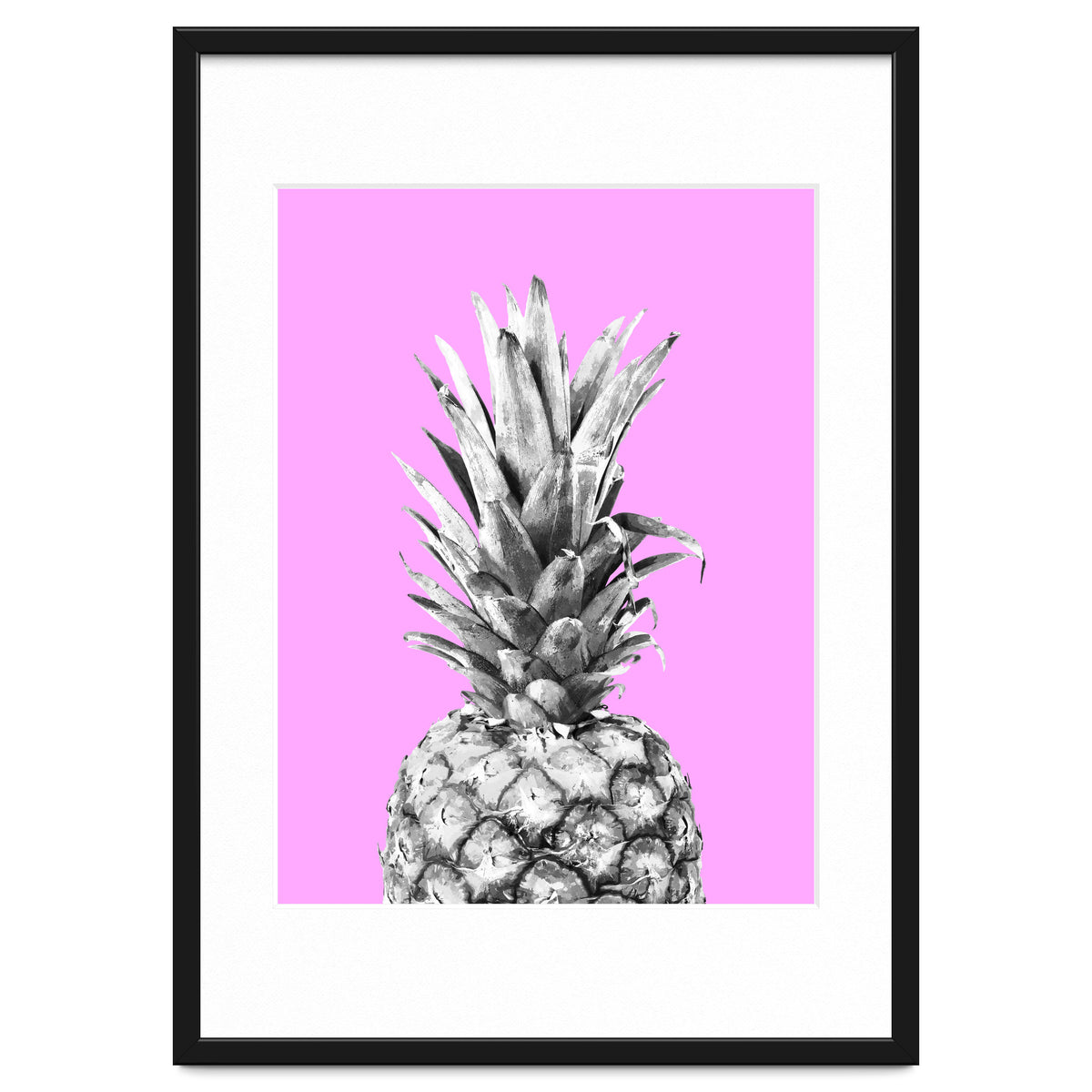Black and White Pineapple Pink Background