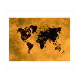 World Map black and yellow digital art (Print Only) thumbnail
