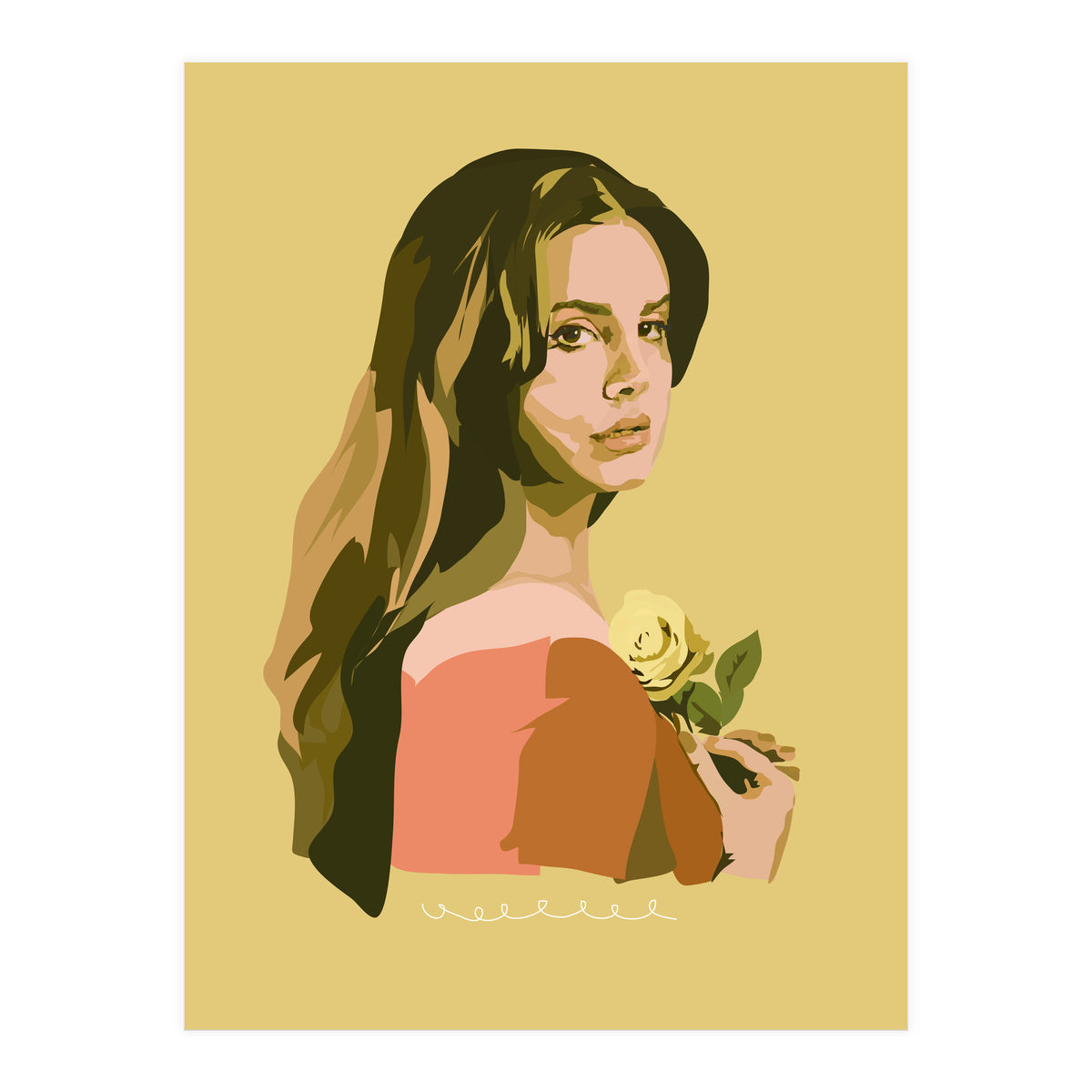 Lana Del Rey With Rose (Print Only)
