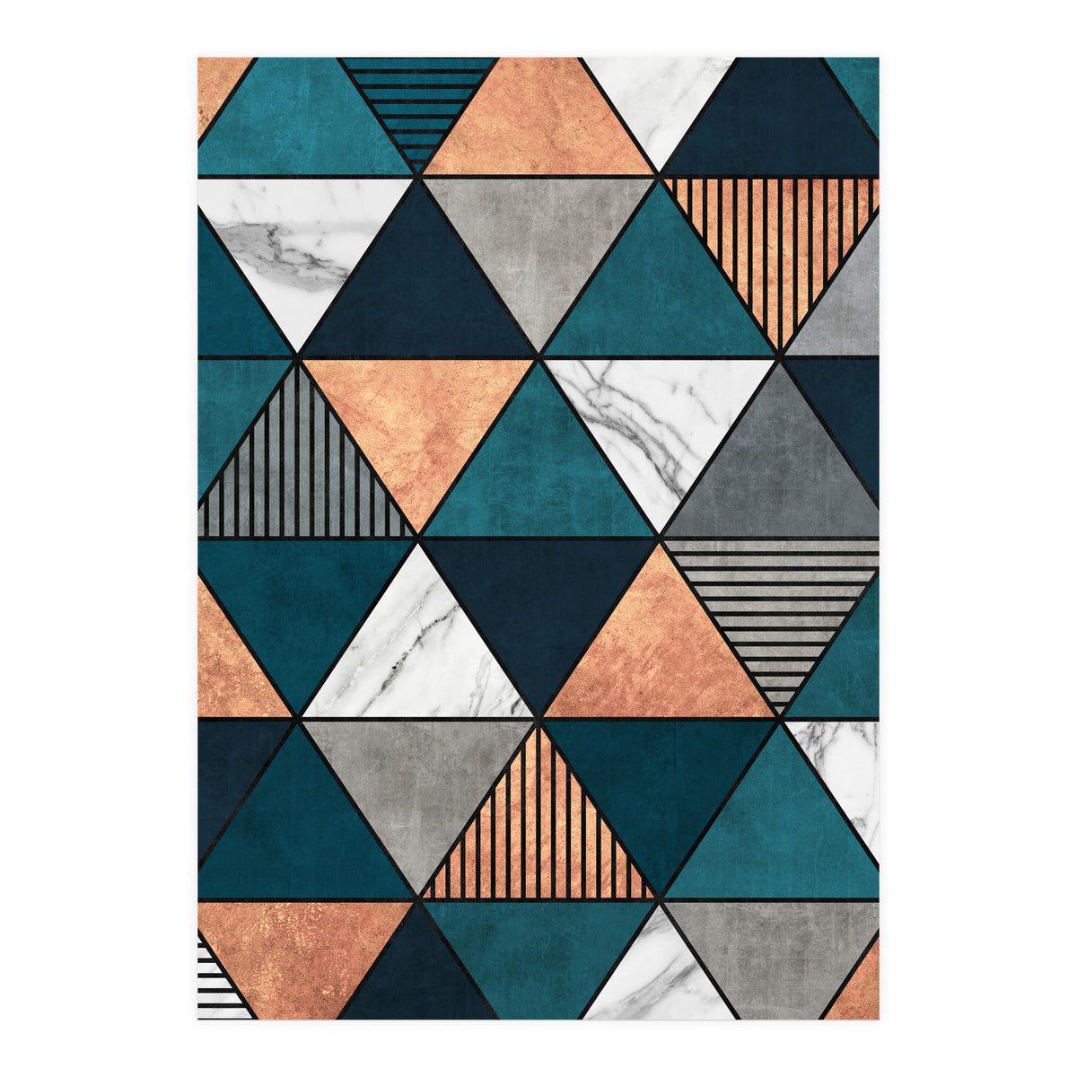 Copper, Marble and Concrete Triangles 2 with Blue (Print Only)