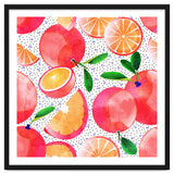 Citrus Tropical | Juicy Fruits Polka Dots | Food Orange Grapefruit Pink Watercolor Botanica thumbnail