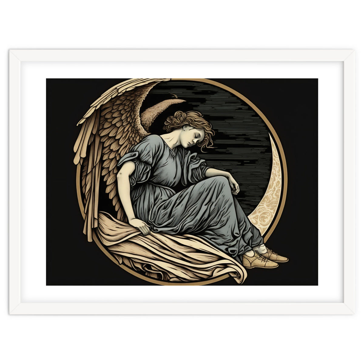Angel On The Moon Art Nouveau