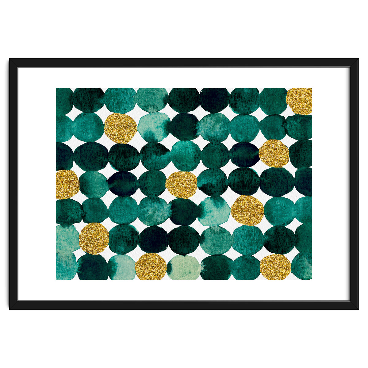 Dots pattern - emerald green and gold