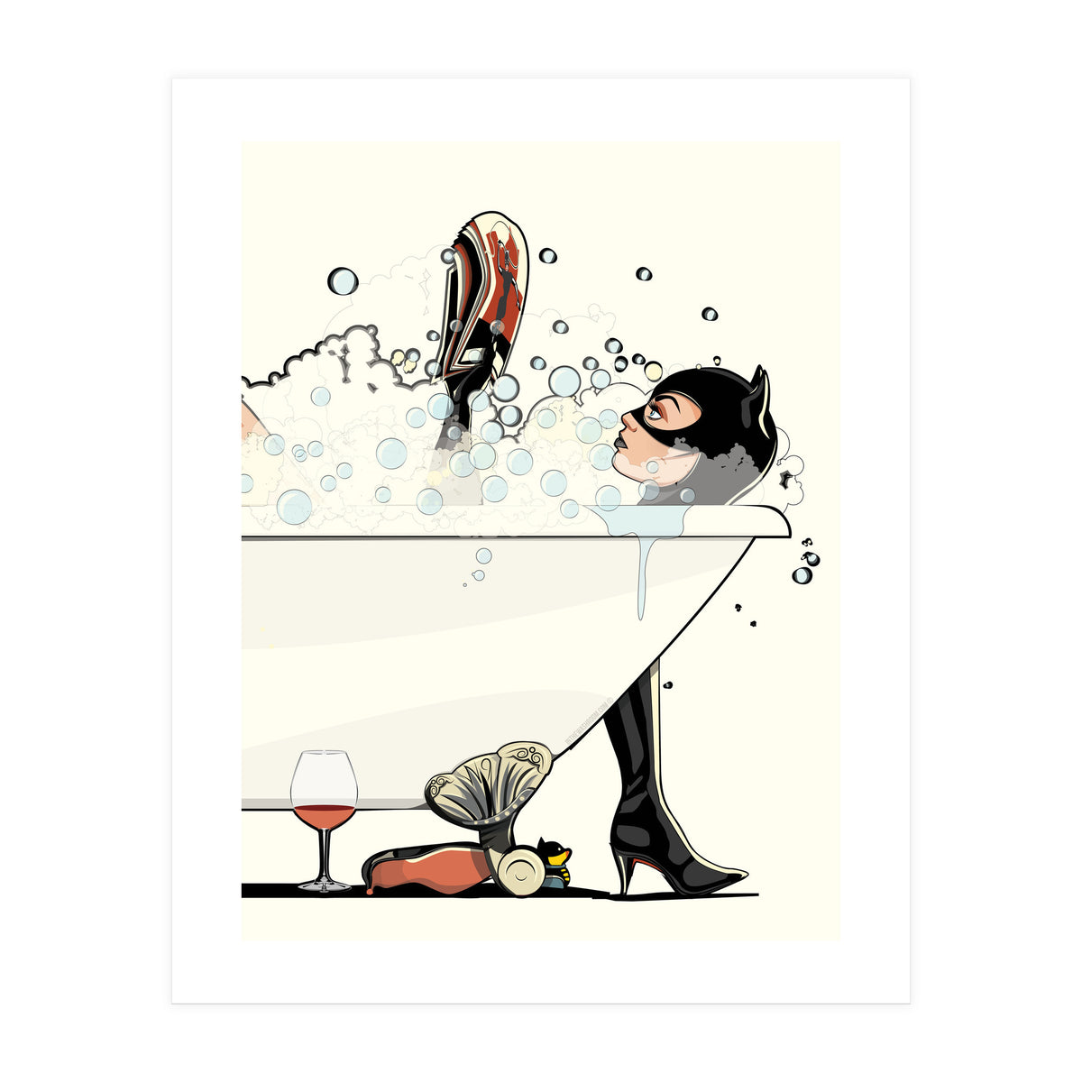 Catwoman in the Bath, funny Bathroom Humour (Print Only)