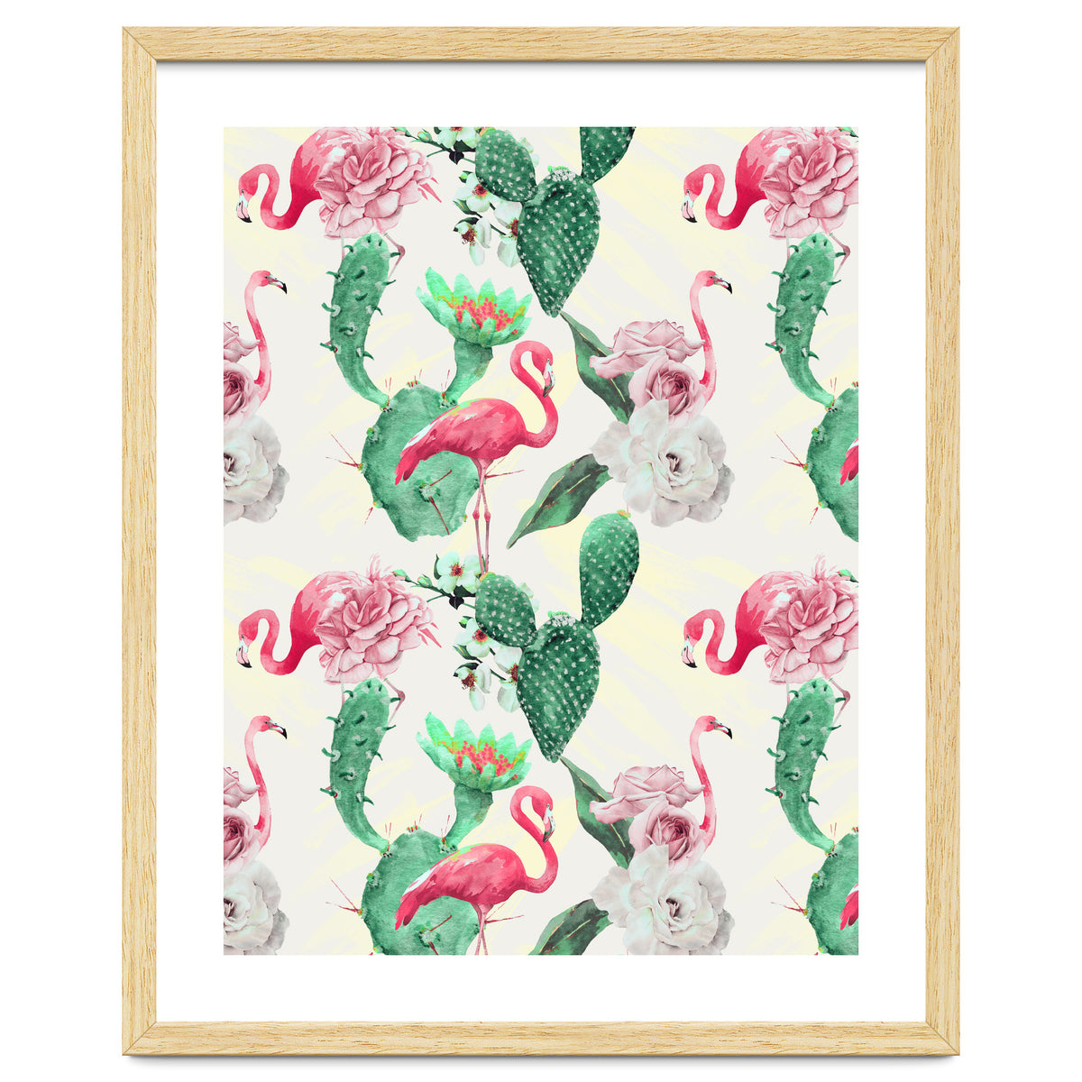 Flamingos, geometric and flowers
