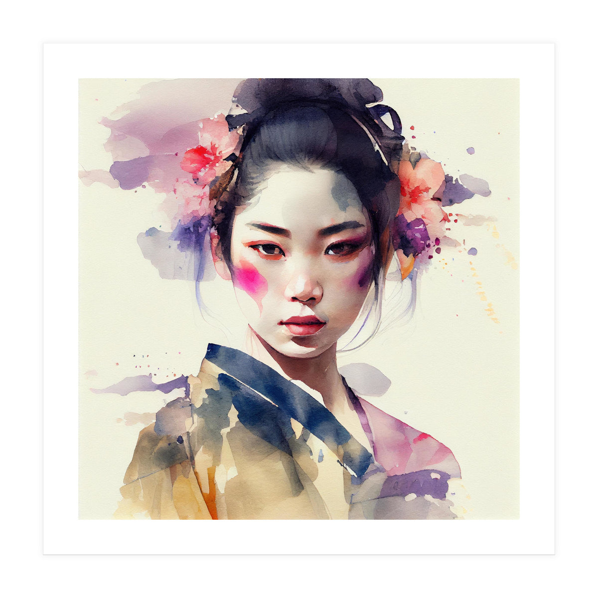 Watercolor Modern Geisha #6 (Print Only)