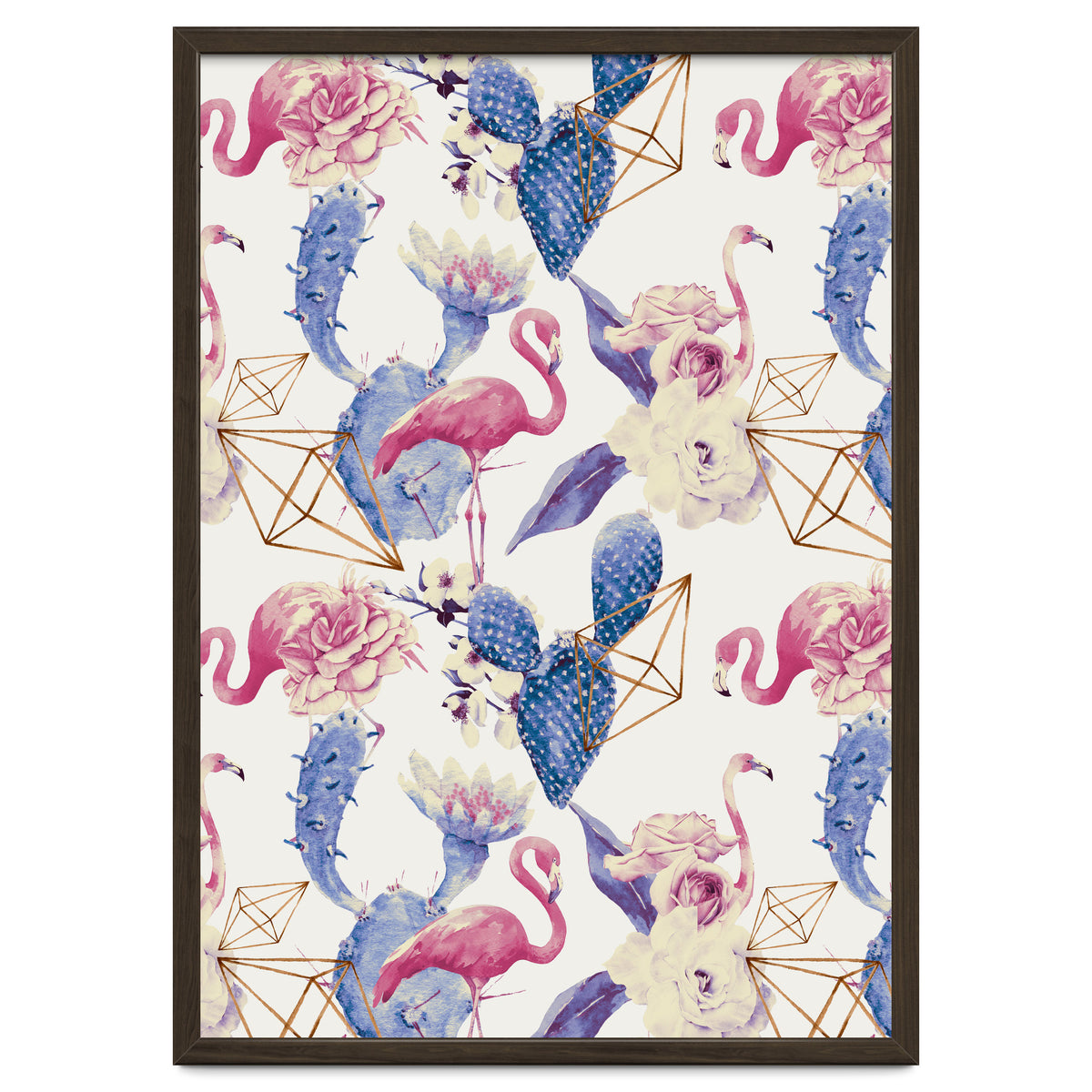 Flamingos, geometric and flowers 02