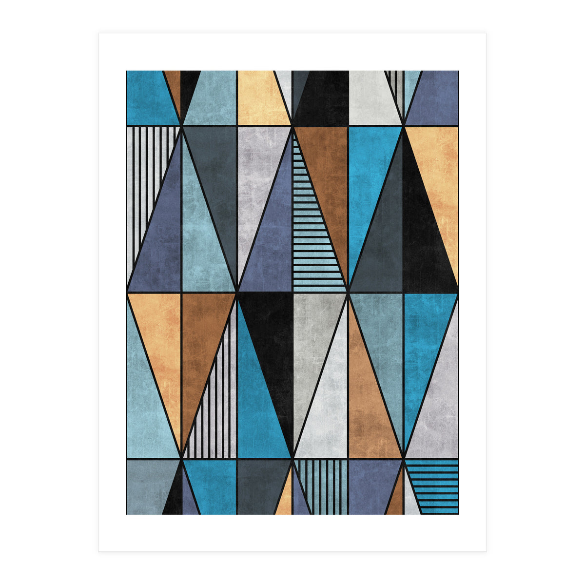 Colorful Concrete Triangles - Blue, Grey, Brown (Print Only)