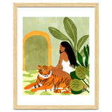 Just You & Me | Tiger Urban Jungle Friendship | Wild Cat Bohemian Black Woman with Pet thumbnail