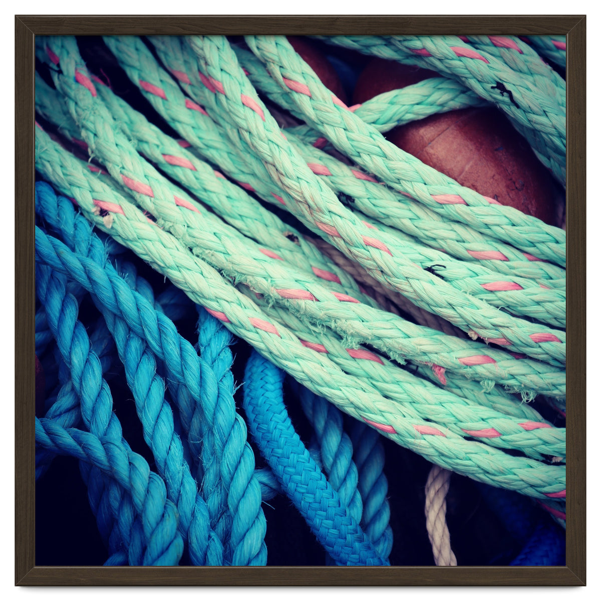 fishing ropes: blue and green