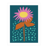 Pink Flower on Teal  (Print Only) thumbnail