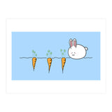 Kawaii Cute Rabbit With Carrots (Print Only) thumbnail