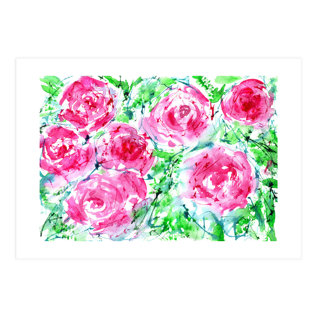 Blooming bouquet || watercolor roses (Print Only)