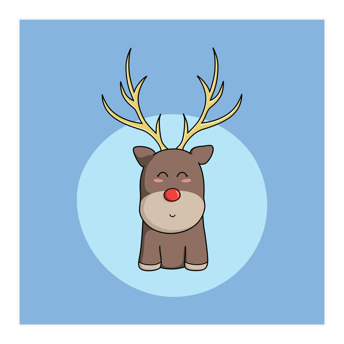 Kawaii Cute Christmas Reindeer (Print Only)