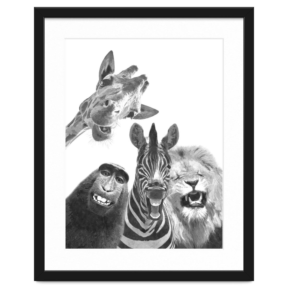 Black and White Jungle Animal Friends