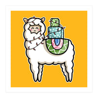 Kawaii Cute Gift Carrying Llama (Print Only)