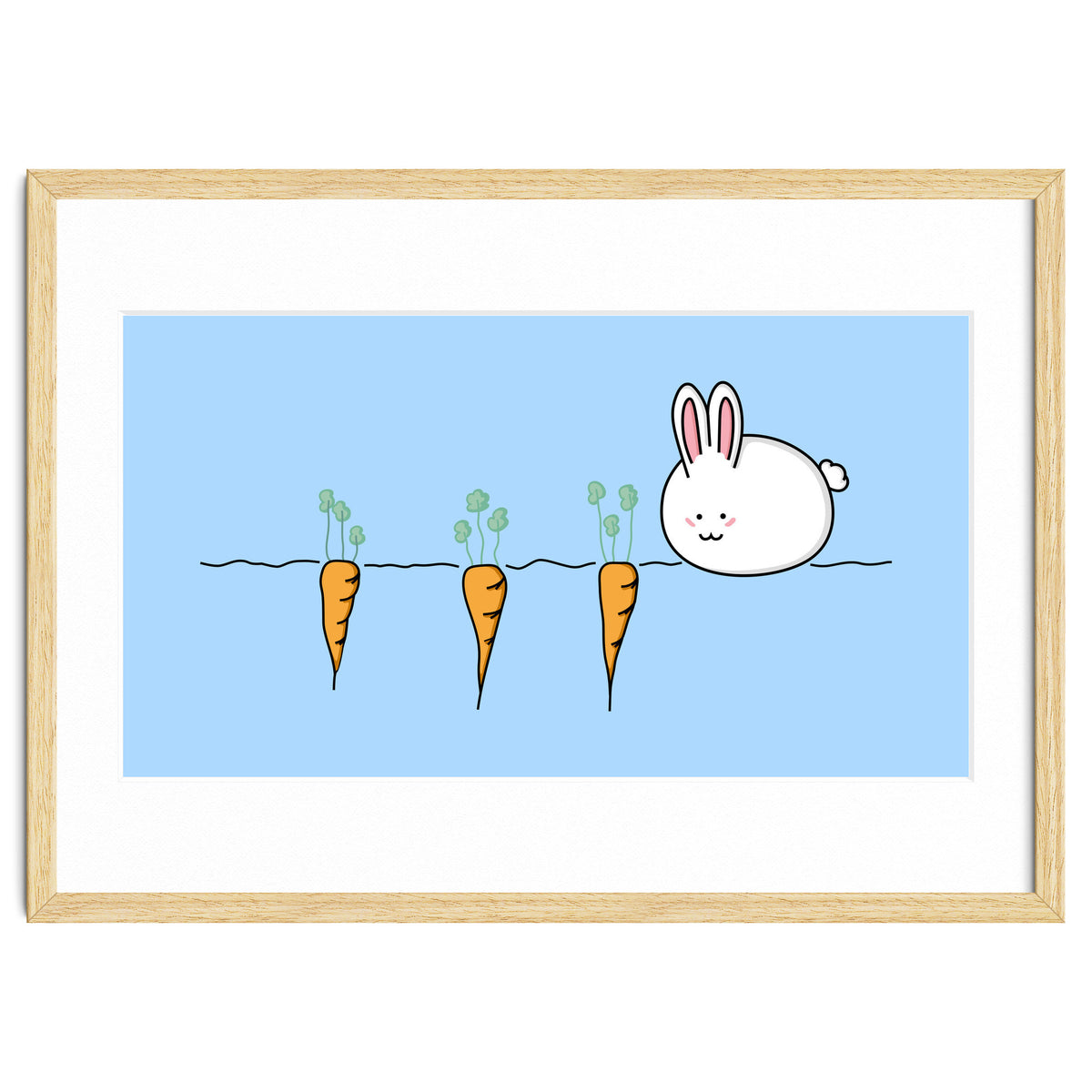 Kawaii Cute Rabbit With Carrots