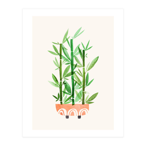 Happy Bamboo Houseplant (Print Only)
