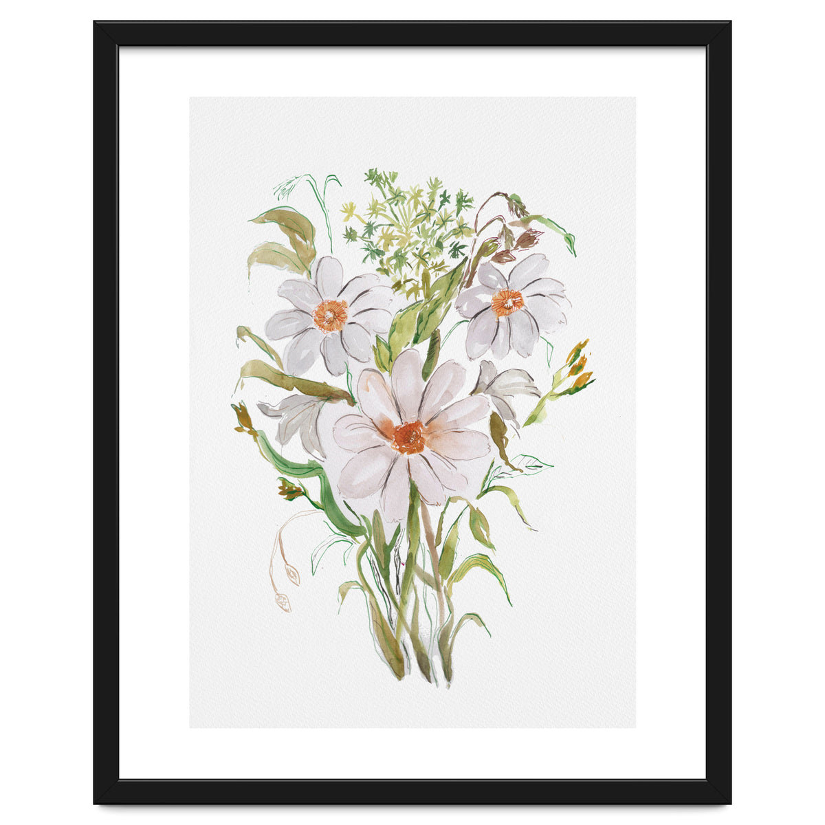 Watercolor White Florals