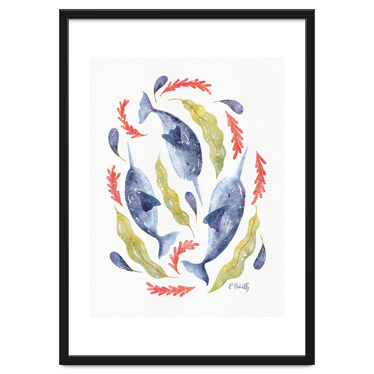 Swirling Narwhals | Blue