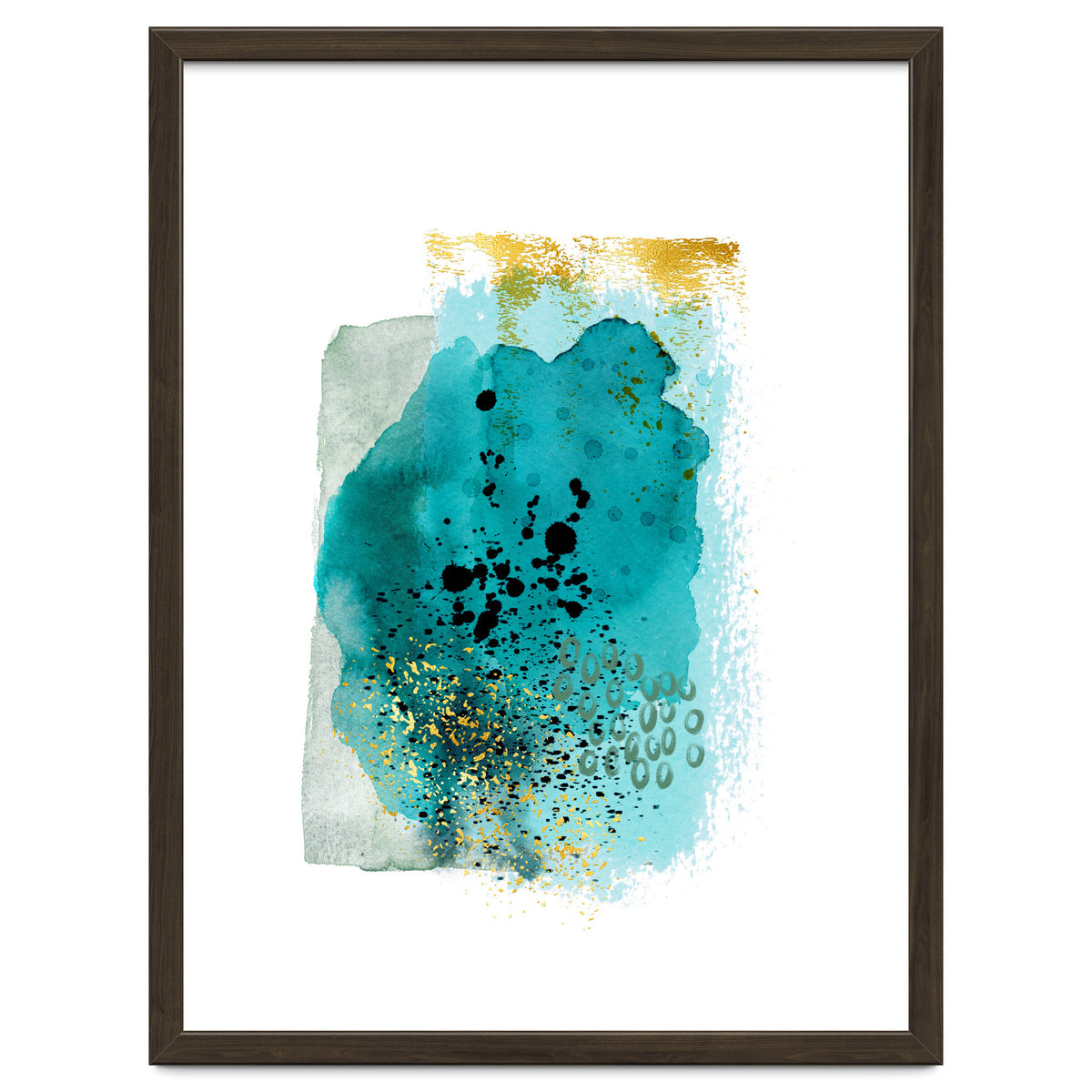 Abstract watercolour turquoise and gold