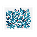 Abstract leaves and dots - teal and red (Print Only) thumbnail