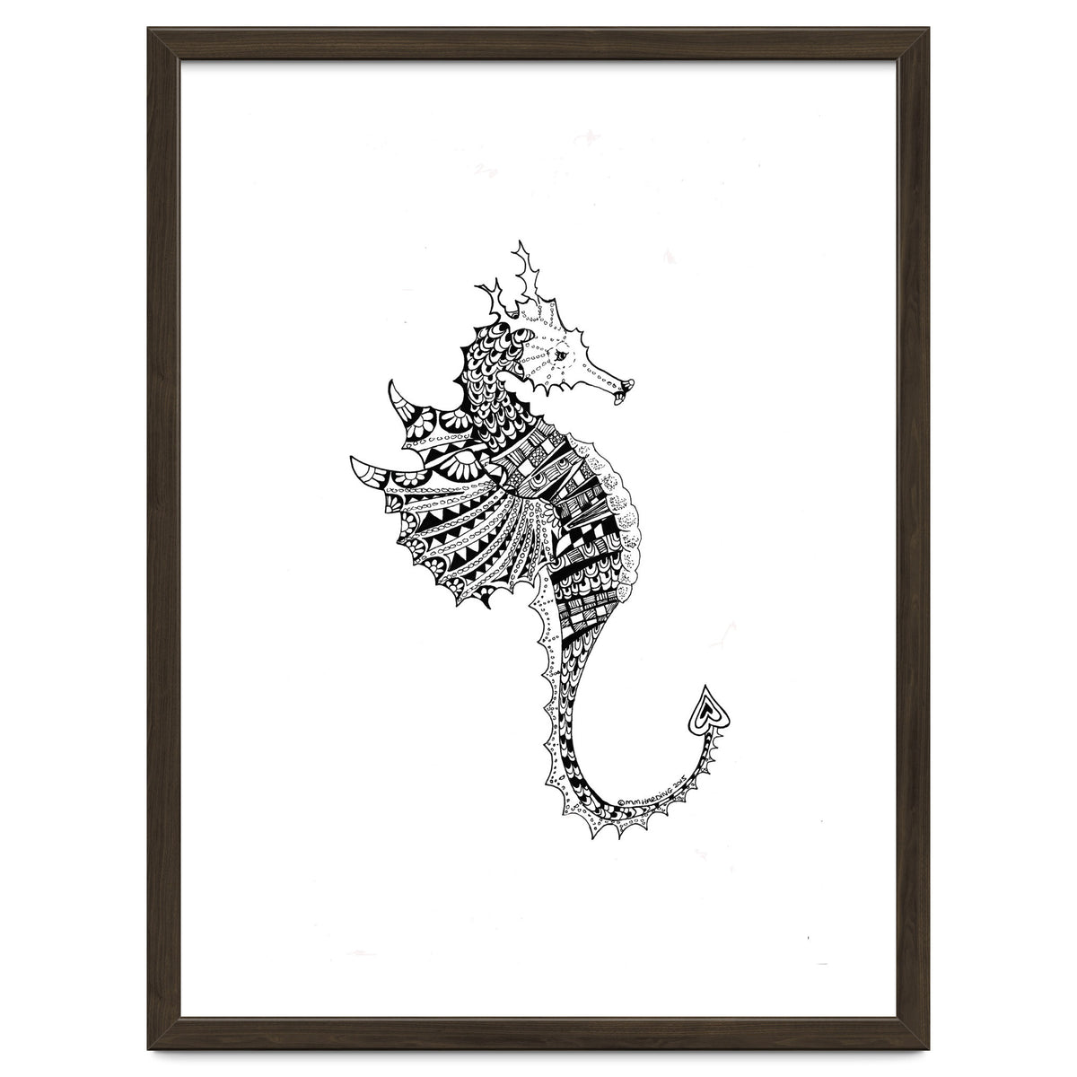 Seahorse Dragon Zen Doodle