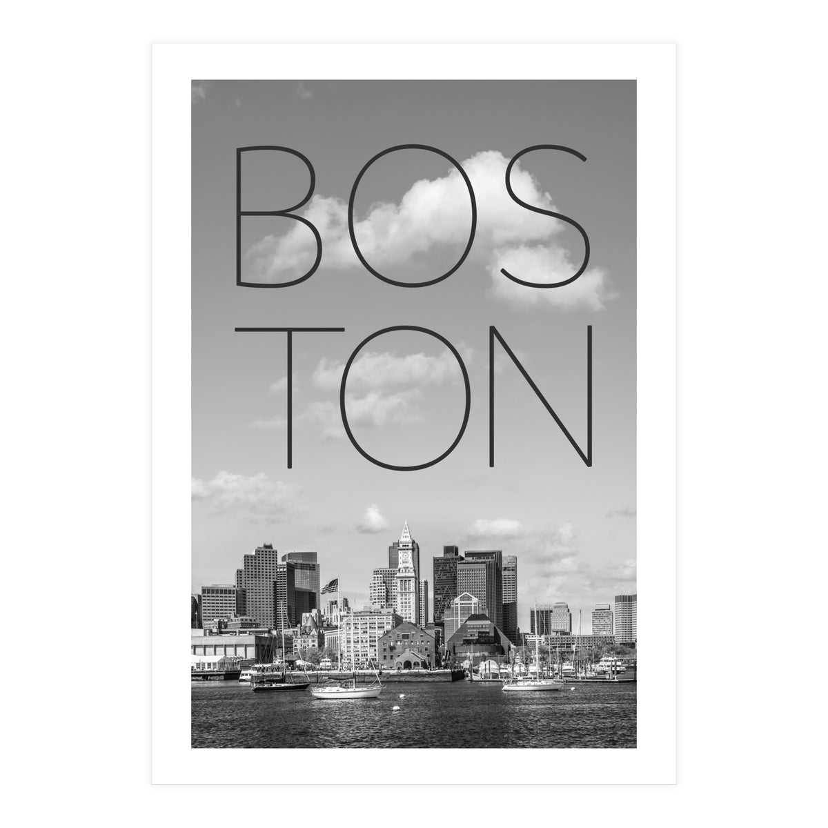 BOSTON Skyline North End & Financial District | Text & Skyline (Print Only)