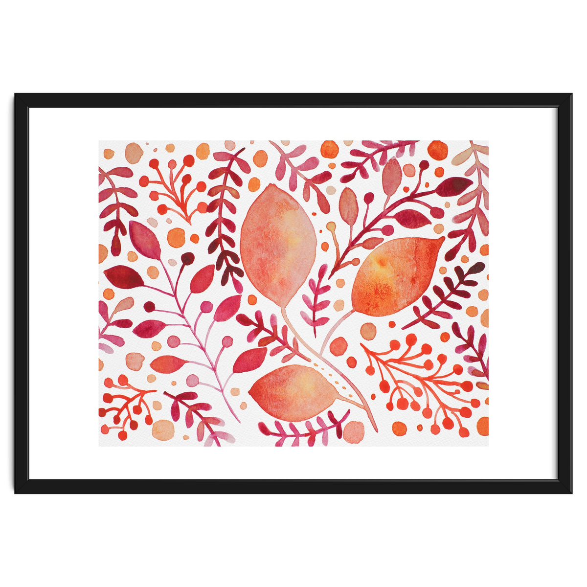 Watercolor branches and leaves - autumn palette
